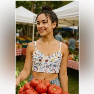 NWT Colsie Longline Corset Bralette Crop Top Fruit